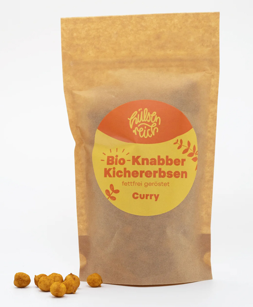 Huelsenreich, Bio-Knabber Kichererbsen Curry, 90g Papier