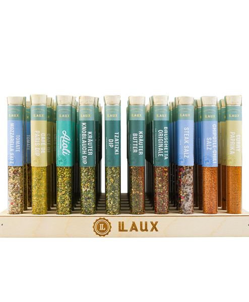 Laux, Display miz Gewürzen im Röhrchen