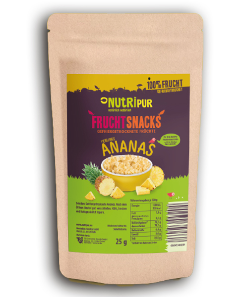 NutriPur, Gefriergetrocknete Ananas BITS, große Stücke 25g
