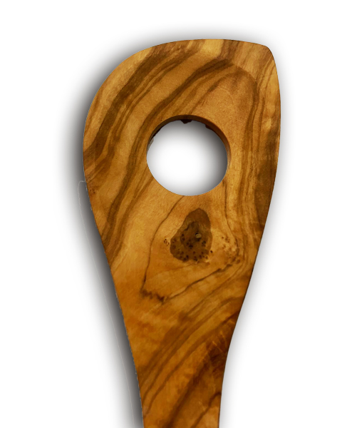 OE, Kochlöffel mit Loch, Olivenholz, 31 cm
