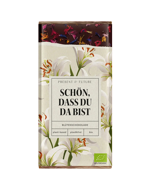 Present&Future, Schokolade mit Blüten 40 g, BIO, VEGAN