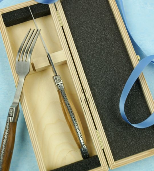 2er Birkenholzbox für LC Besteck offen
