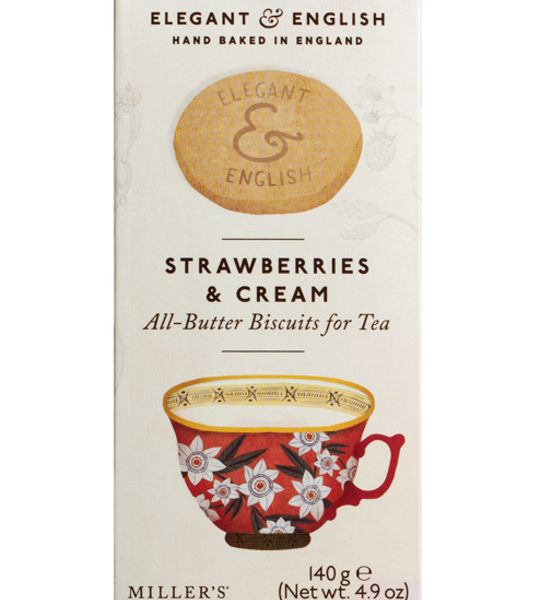 Miller's All Butter Biscuits for Tea, 140 g Erdbeere und Creme