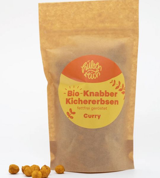 Huelsenreich, Bio-Knabber Kichererbsen Curry, 90g Papier