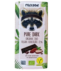 raccoon, Pure Dark Tafelschokolade 40 g, BIO, VEGAN