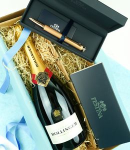 corviscom Geschenkpaket mit Champagner und edlem Schreibgerät