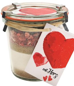 Hof Löbke, Backmischung Erdbeer-Schoko Mit Herz 580ml Weckglas